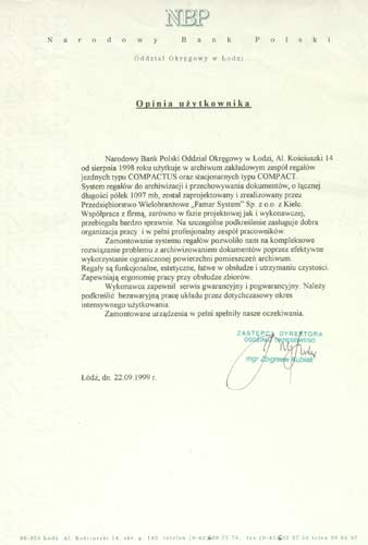 Famar System: Narodowy Bank Polski Oddzia� Okr�gowy w �odzi