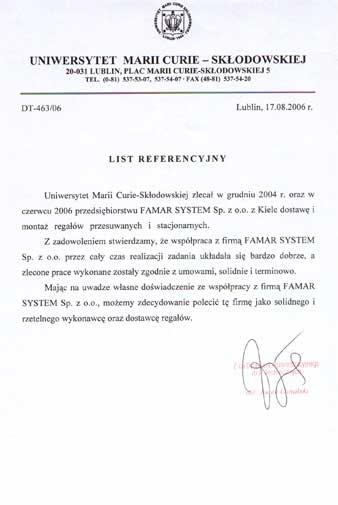 Famar System: Uniwersytet Marii Curie-Sk�odowskiej w Lublinie