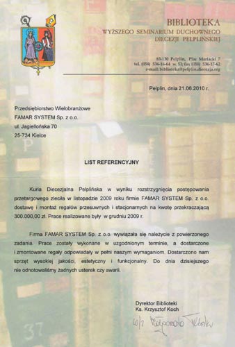 Famar System: Biblioteka WSD Diecezji Pelpli�skiej