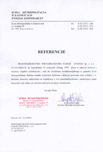 Famar System: Kuria Metropolitarna w Katowicach - Wydzia� Gospodarczy